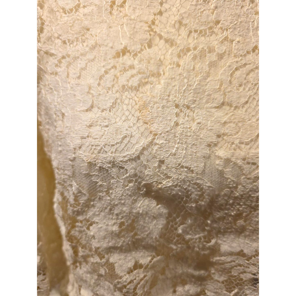 Geri NY Vtg Ivory Lace Midi Dress 14 Lord & Taylor Coquette Bridal Puff Sleeve - Picture 14 of 14